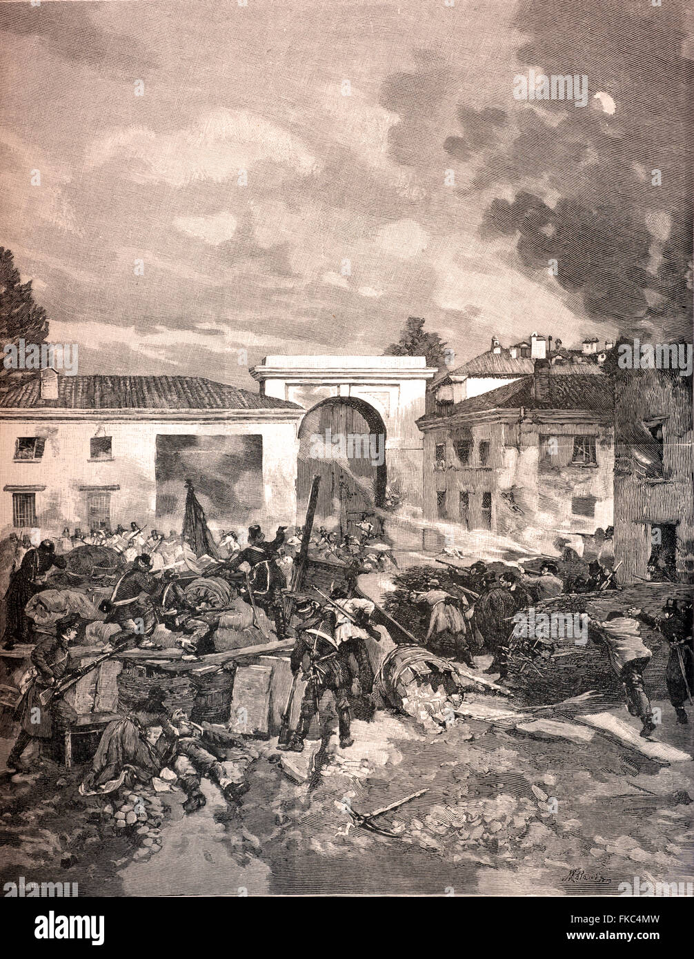 El Risorgimento italiano cinco días de Milán- el quinto día de Milán la toma de Porta Tosa Marzo 22, 1848 Foto de stock