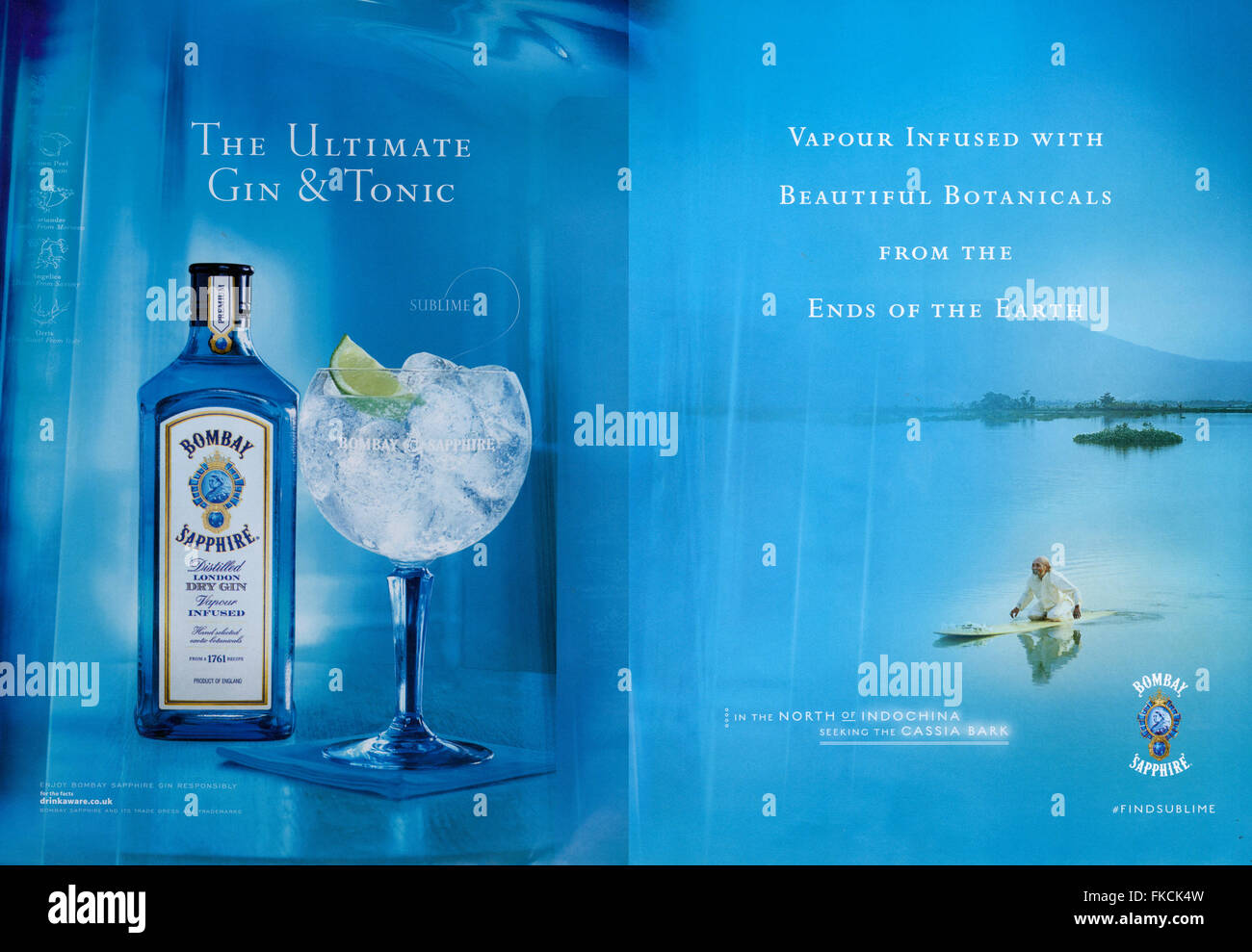 2010s UK Bombay Sapphire Magazine anuncio Foto de stock