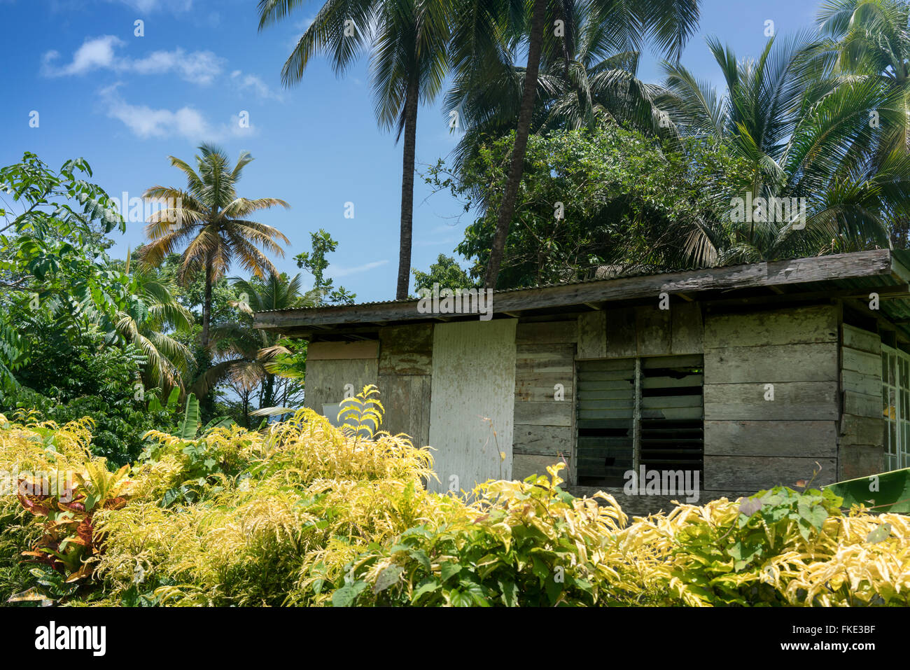 Scénic con dirección vista del viejo casa rural contra el cielo, Trinidad, Trinidad y Tobago Foto de stock