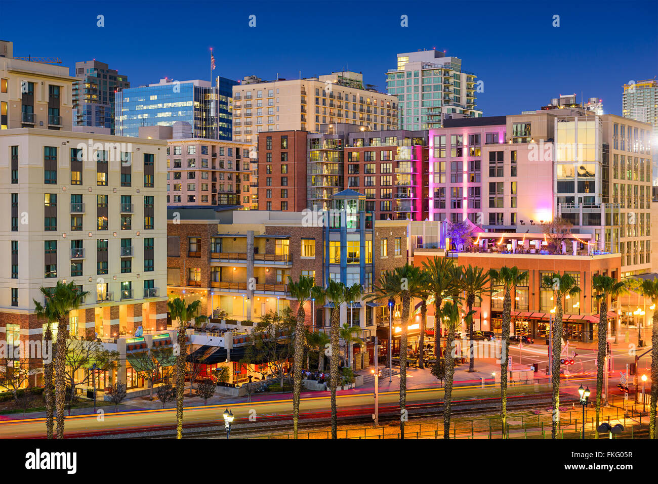 Ciudad de San Diego, California, en el distrito de Gaslamp. Foto de stock