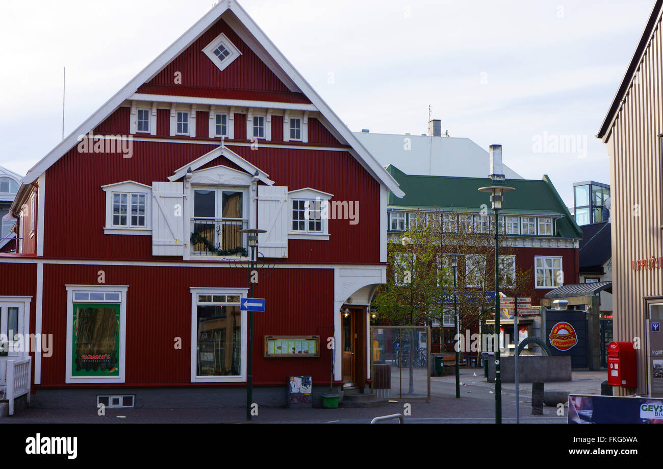 Centro histórico Laugavegur centro de Reykiavik, Islandia Foto de stock