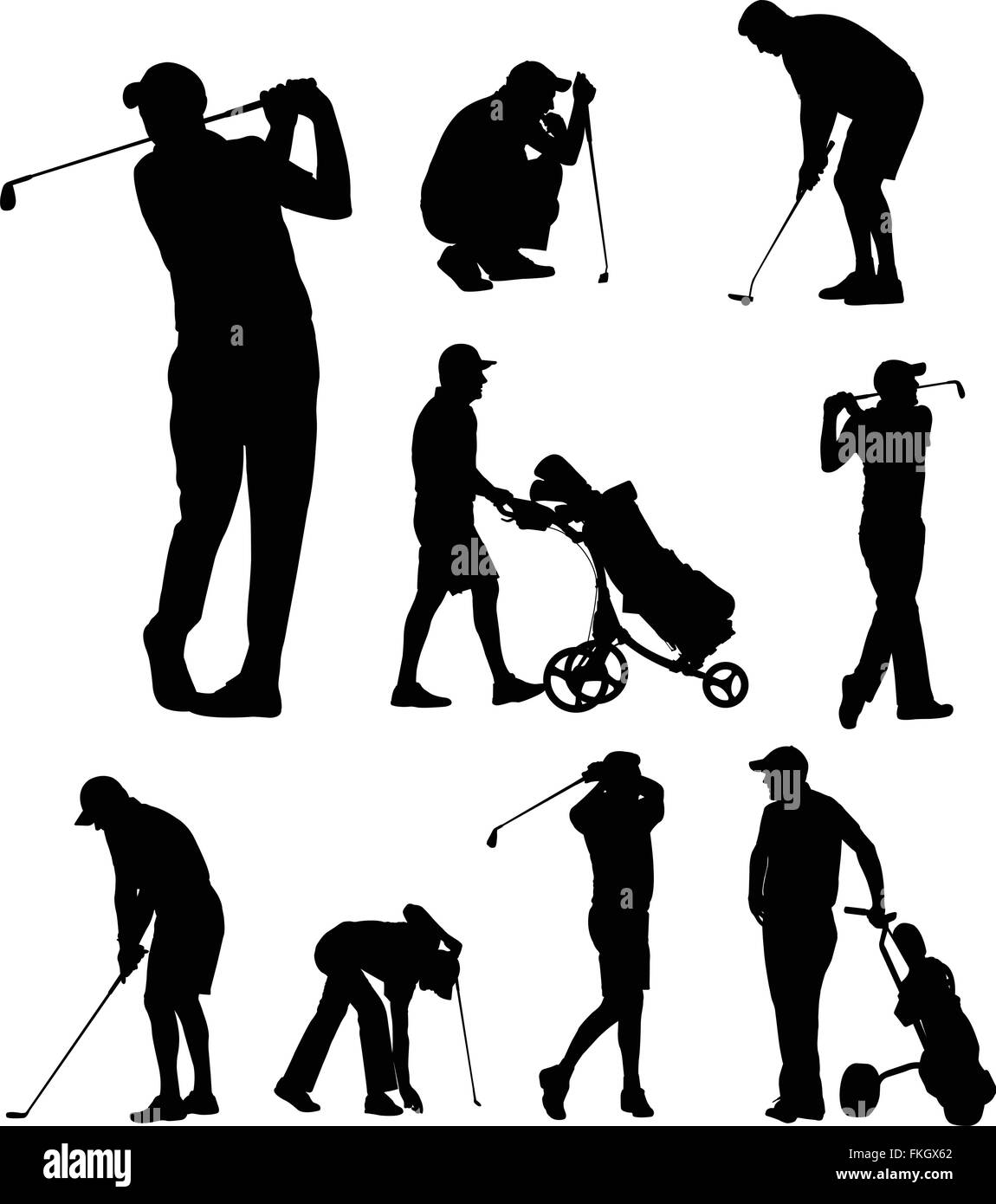 Golfista siluetas colección - vector Ilustración del Vector