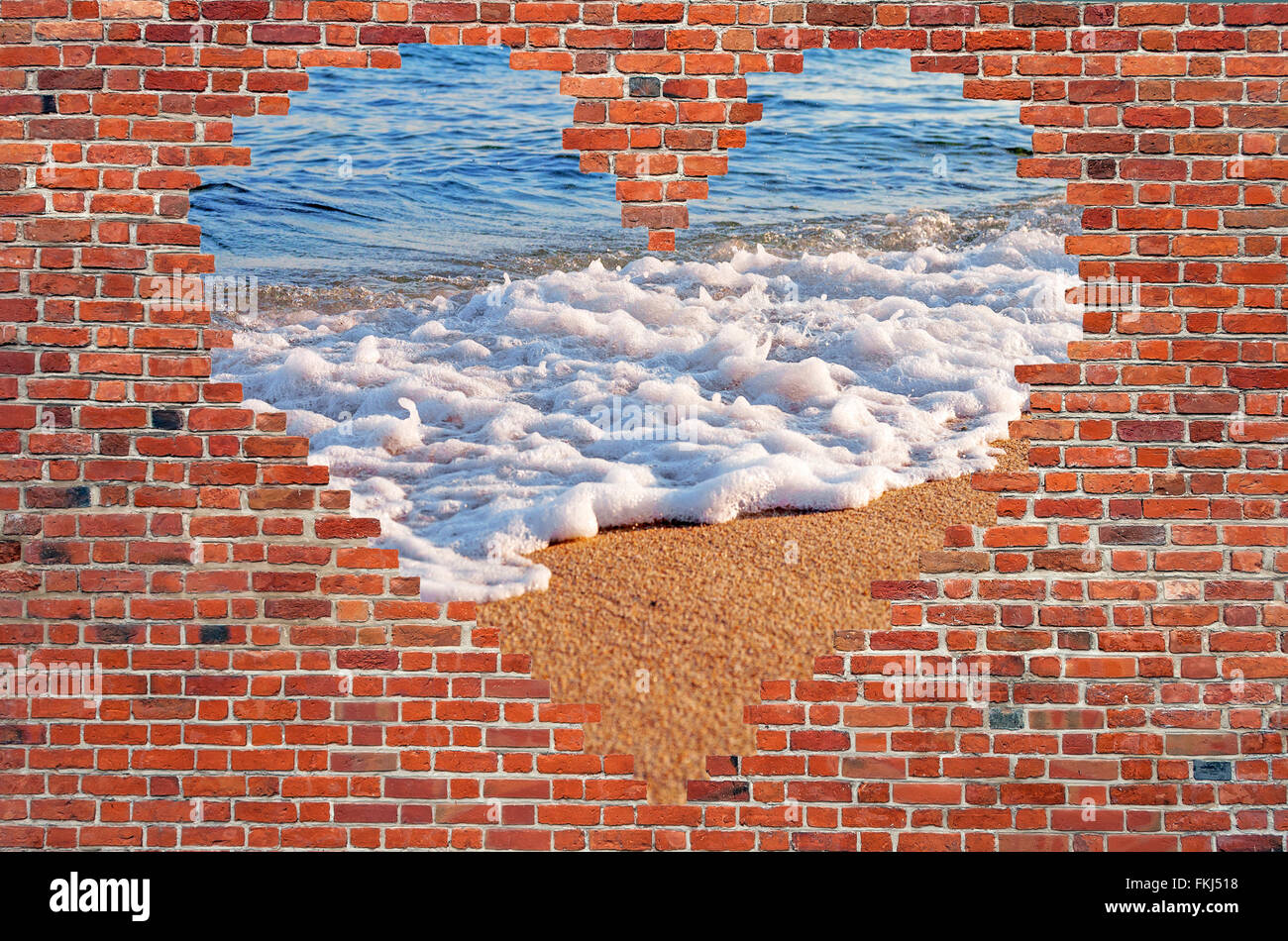 Forma de orificio corazón dentro de pared de ladrillo Fotografía de stock -  Alamy