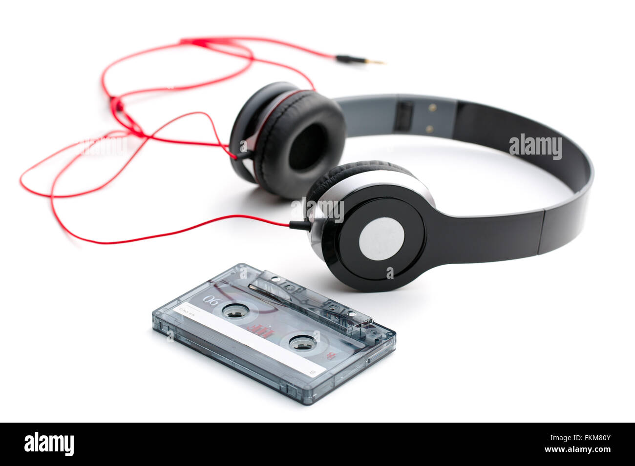Las cintas de casete y de auriculares. Foto de stock