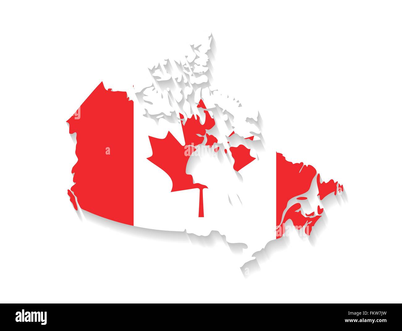 Canadá mapa del país con la bandera y el efecto de la sombra Imagen