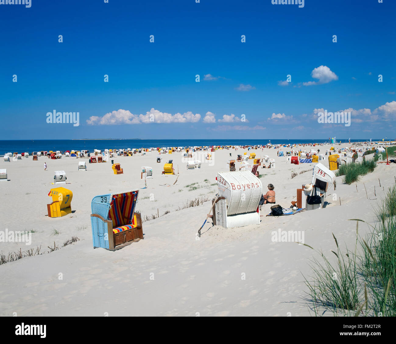 Kniepsand Norddorf, playa, isla Amrum, Mar del Norte, Schleswig-Holstein, Alemania, Europa Foto de stock