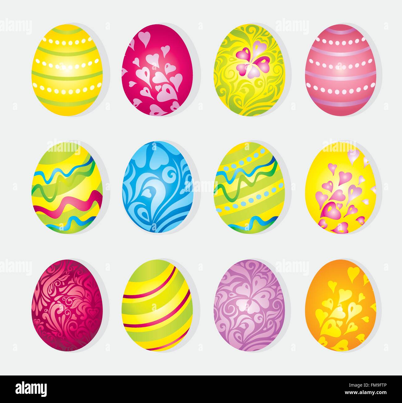 Vector colorido conjunto pintado de dibujos animados de huevos de pascua de  vacaciones aislado en blanco Imagen Vector de stock - Alamy