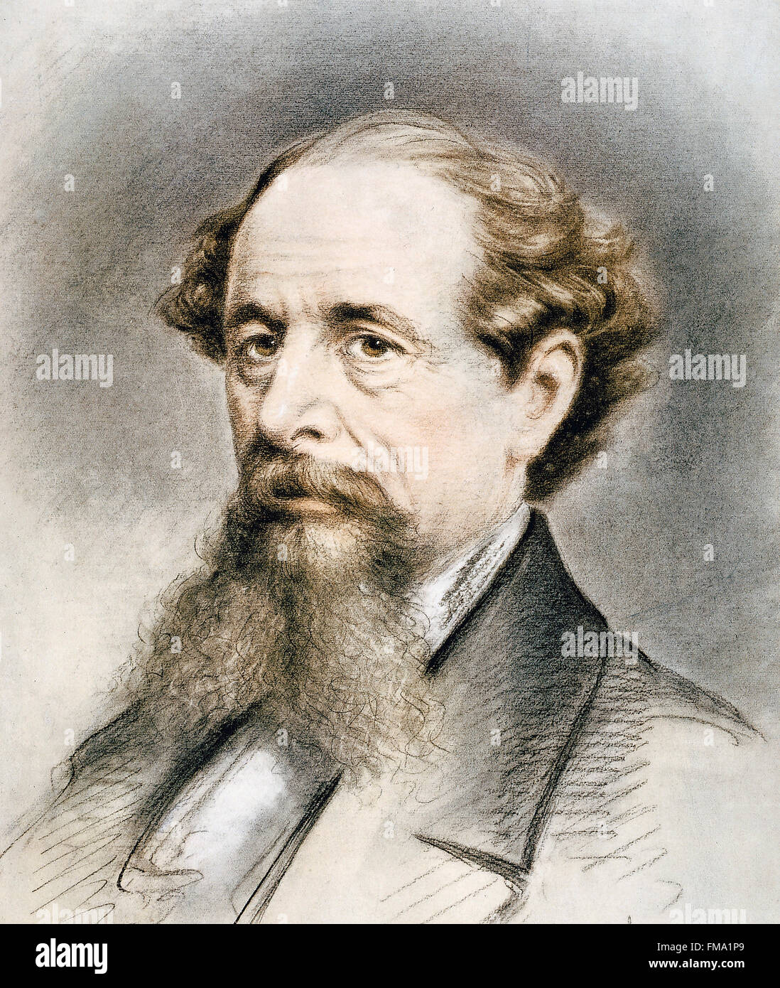Charles Dickens. Retrato del escritor inglés del siglo XIX por el artista, Edward Lewis Goodwyn, 1869 Foto de stock