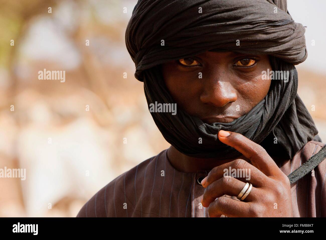 Senegal, Sahel, región, Widou Thiengoly Ferlo, Fulani pastor Foto de stock