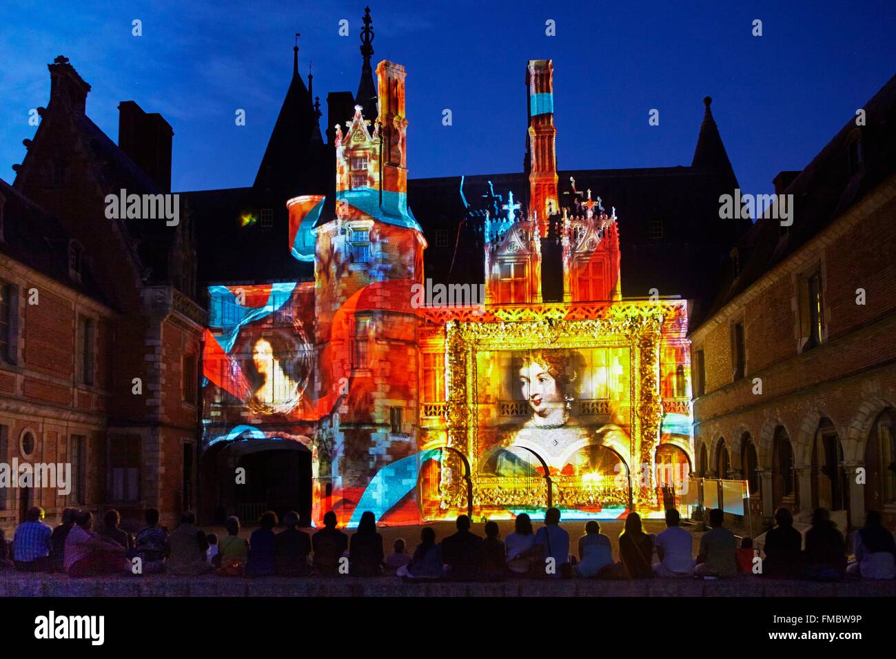 Francia, Eure et Loir, Castillo de Maintenon, noche escenografía, puesta en escena por Xavier de Richemont Foto de stock