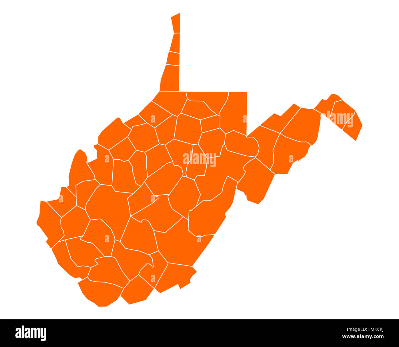 Mapa de West Virginia Foto de stock