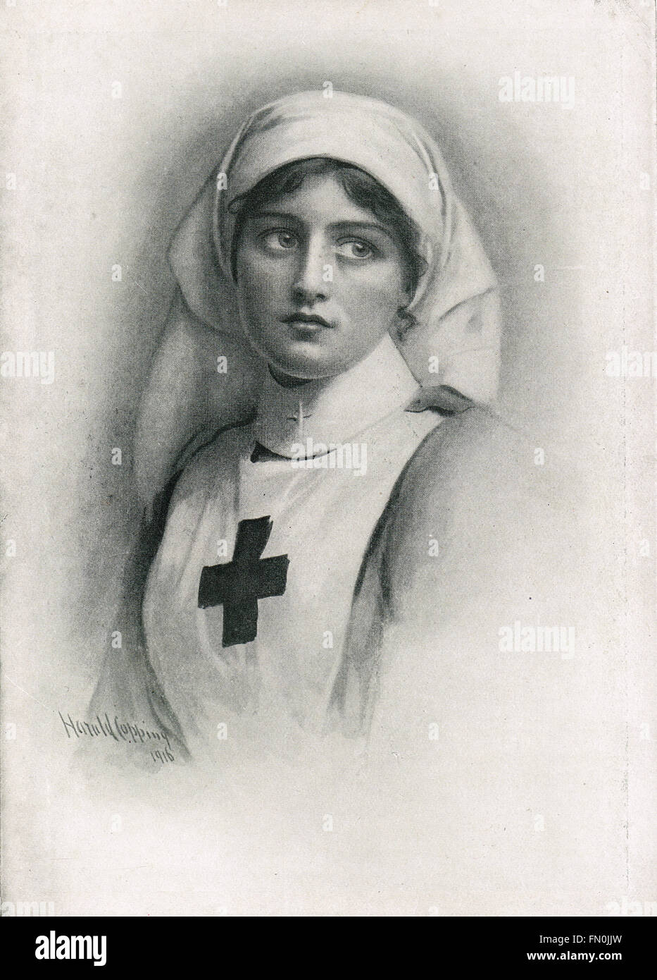 Enfermera de la Cruz Roja en el servicio Primera Guerra Mundial Foto de stock