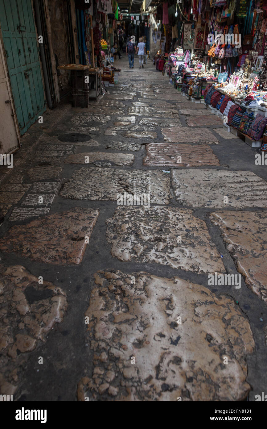 Escena de una calle, ciudad vieja Jerusalén Palestina Israel Foto de stock