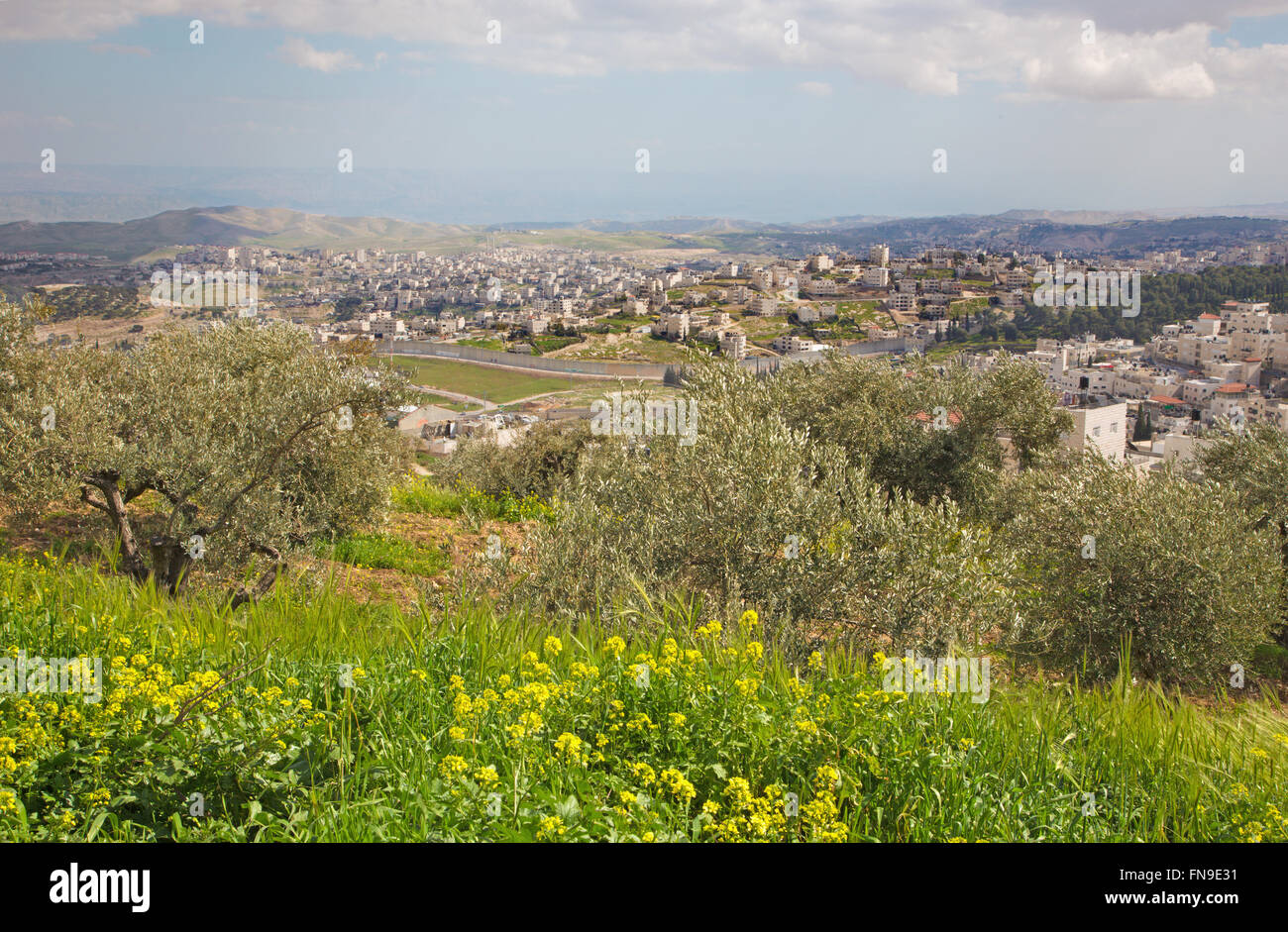 Jerusalén - Las perspectivas desde el Monte de los Olivos al este. Foto de stock