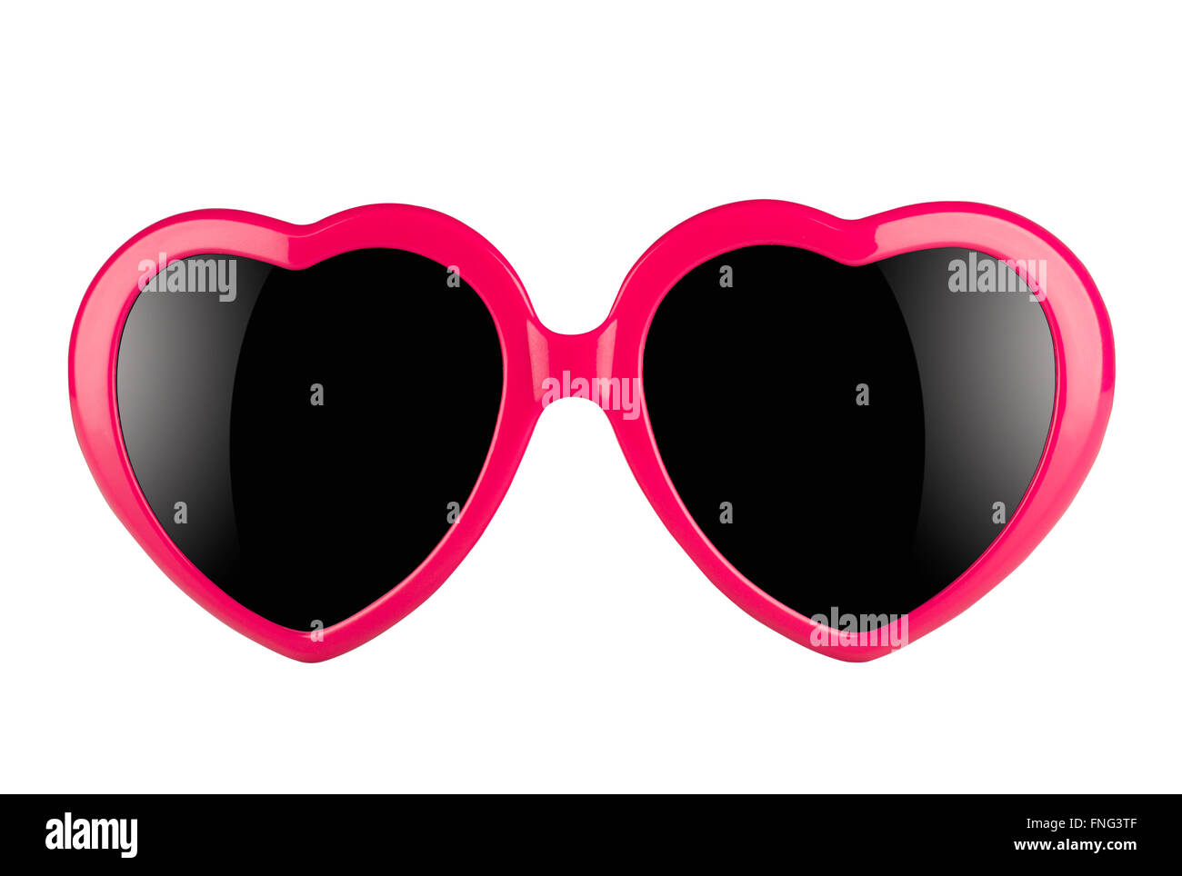 Un par de gafas de sol en forma de corazón rosa con lentes negras aisladas  sobre fondo blanco Fotografía de stock - Alamy