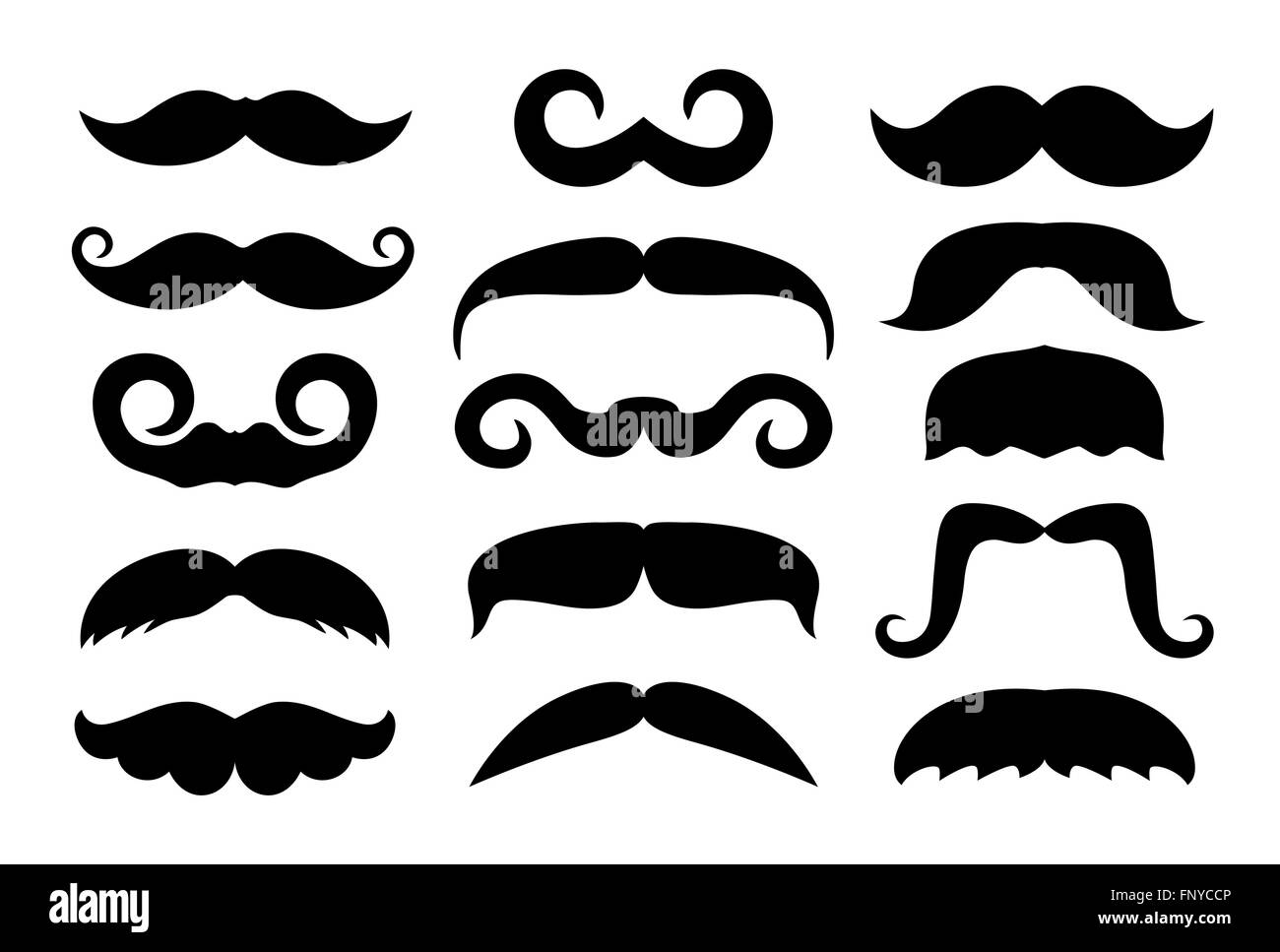 Set de vectores de diferentes iconos de bigote. Ilustración del Vector