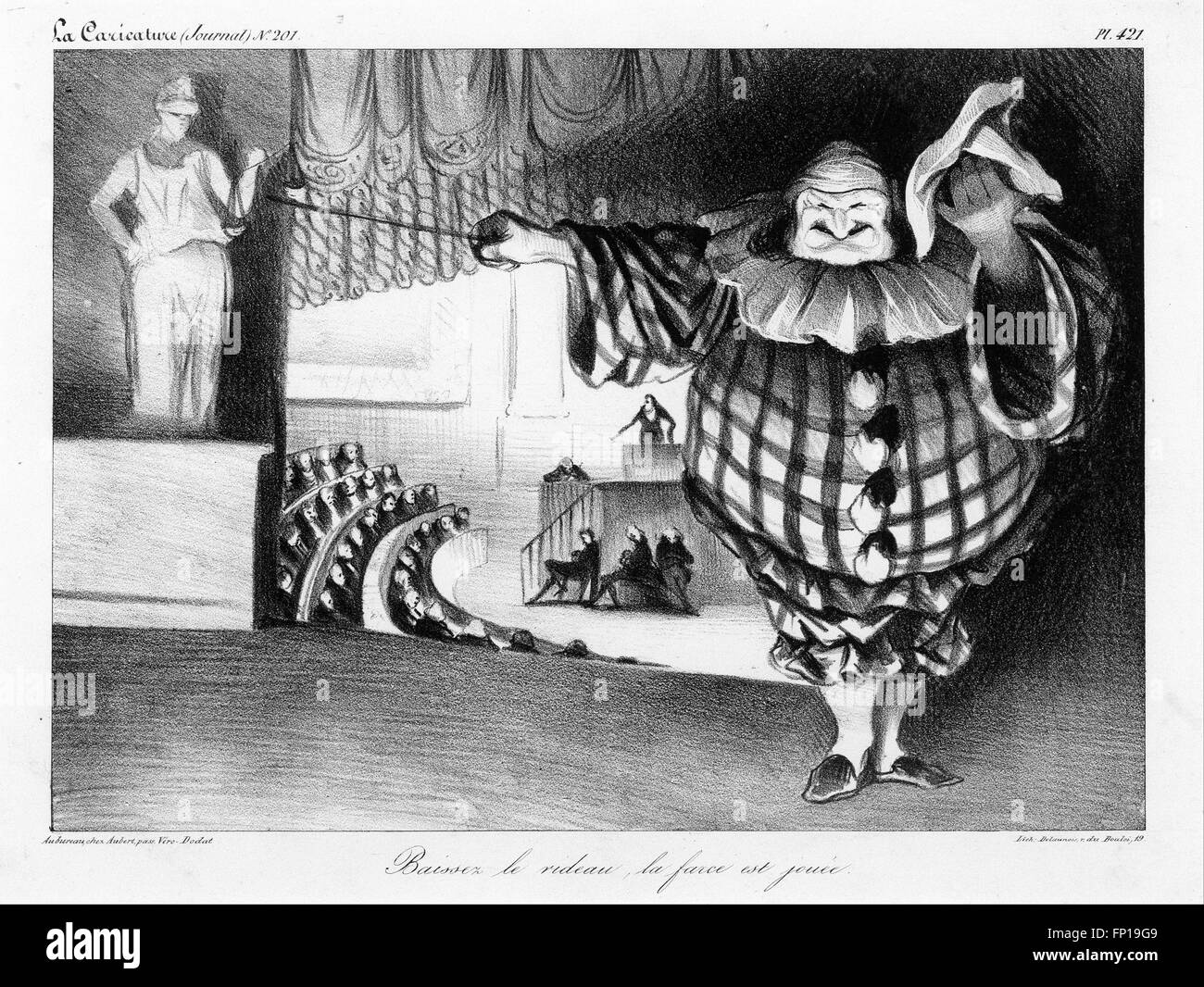 Honoré Daumier - Bajar la cortina, la farsa es terminado Foto de stock
