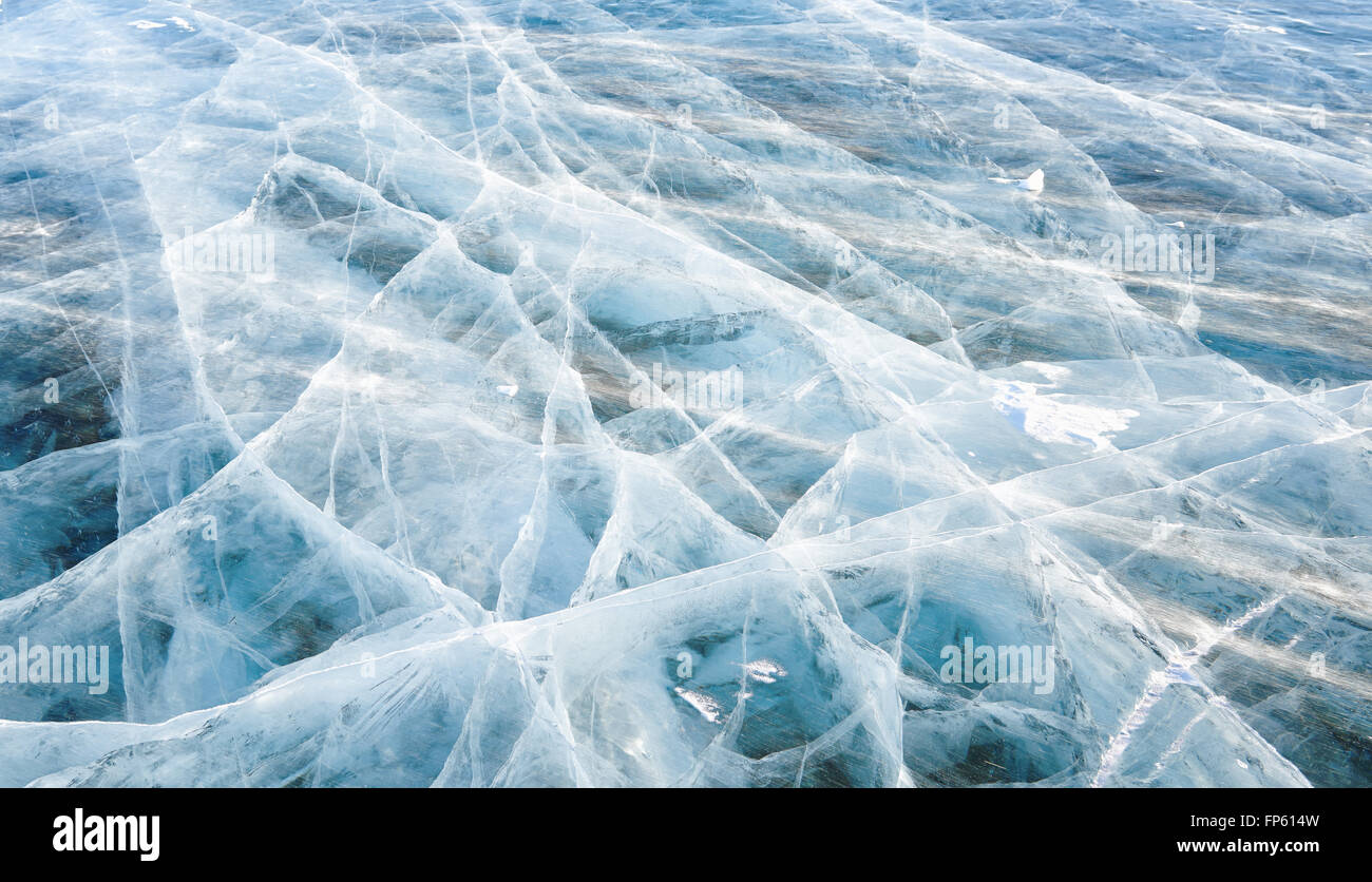 Calidad gráfica línea grietas en el hielo . Hovsgol . Mongolia Foto de stock
