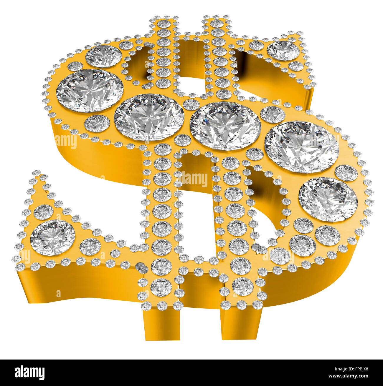 Símbolo de dólar 3D de oro con incrustaciones de diamantes aislado sobre  blanco. Resolución Extralarge. Otras joyas están en mi cartera Fotografía  de stock - Alamy