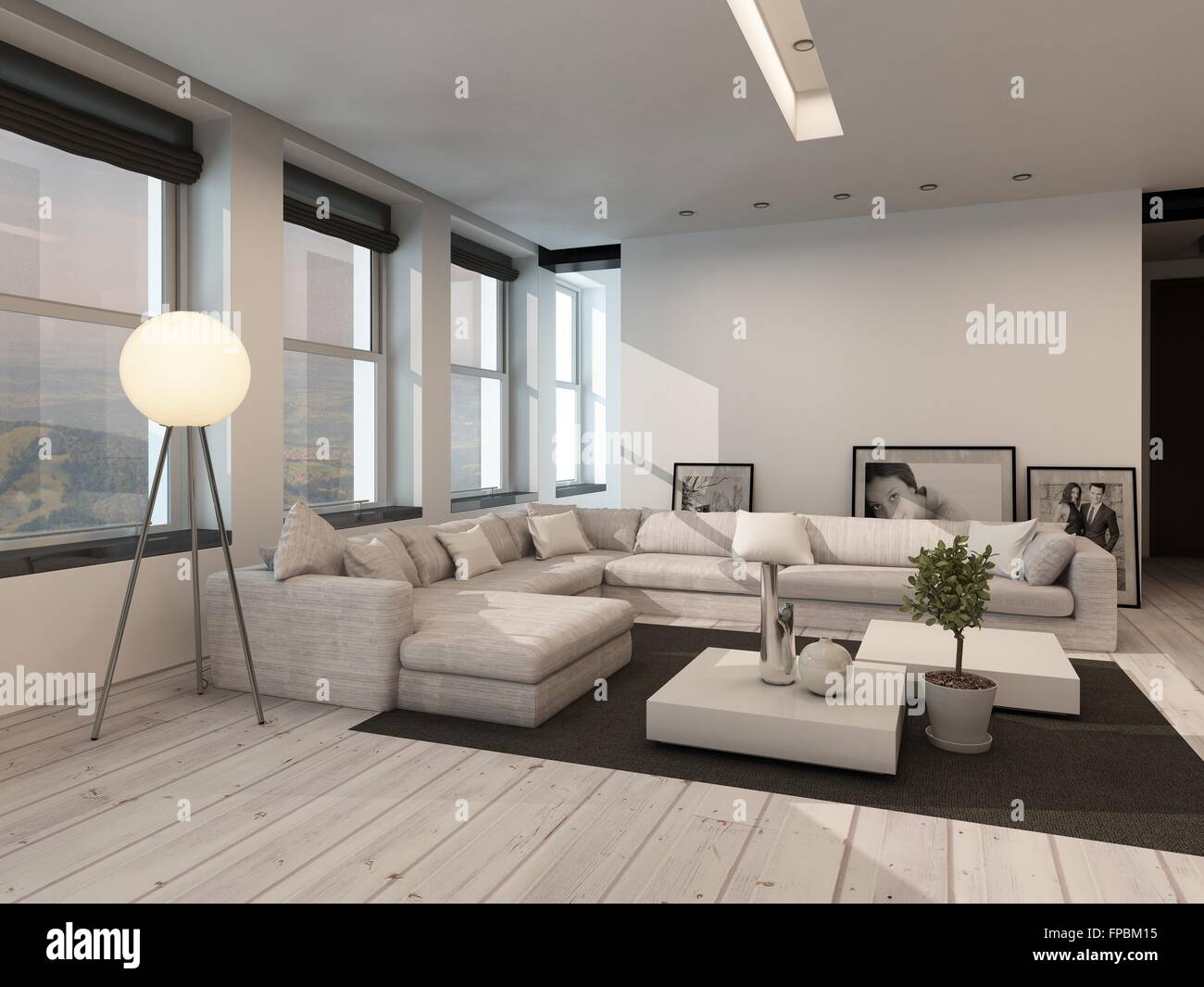 Sala En L Negra Con Blanco - Idea Sala De Estar