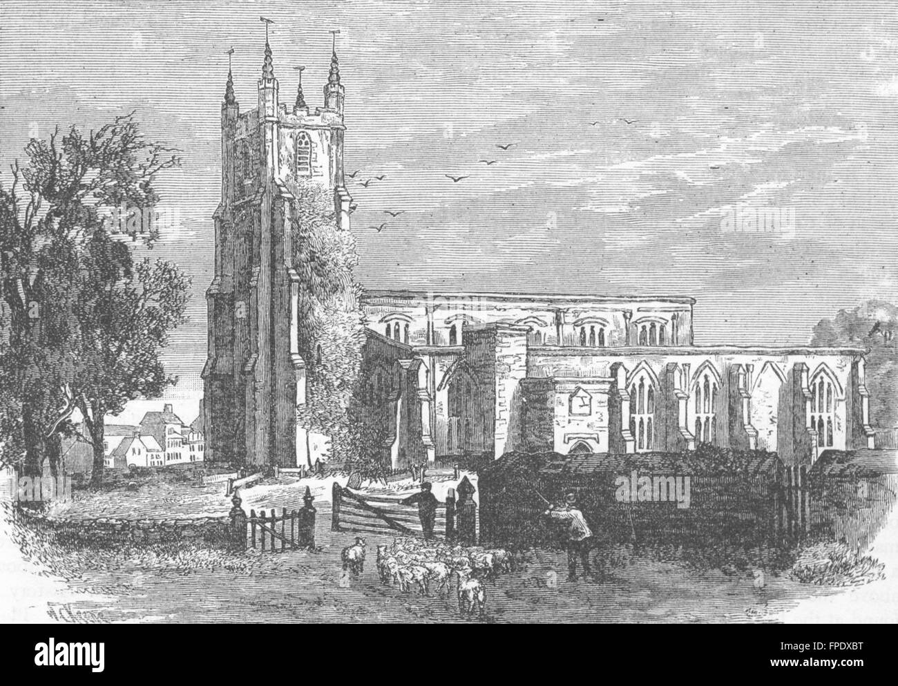 El Croydon: Antigua Iglesia Croydon, 1785, grabado antiguo 1888 Foto de stock