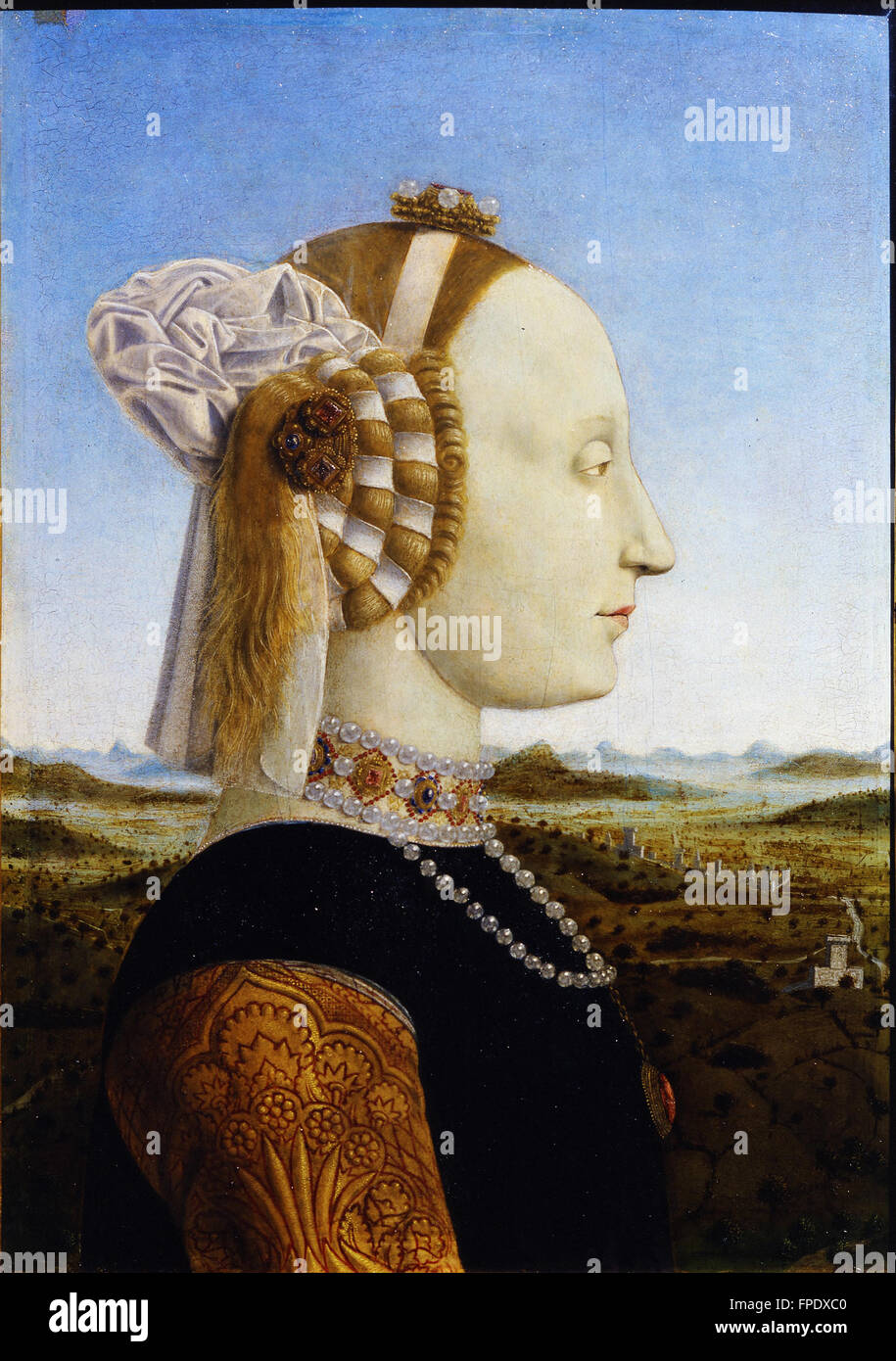 Piero della Francesca retratos de los Duques de Urbino, Federico da Montefeltro y Battista Foto de stock
