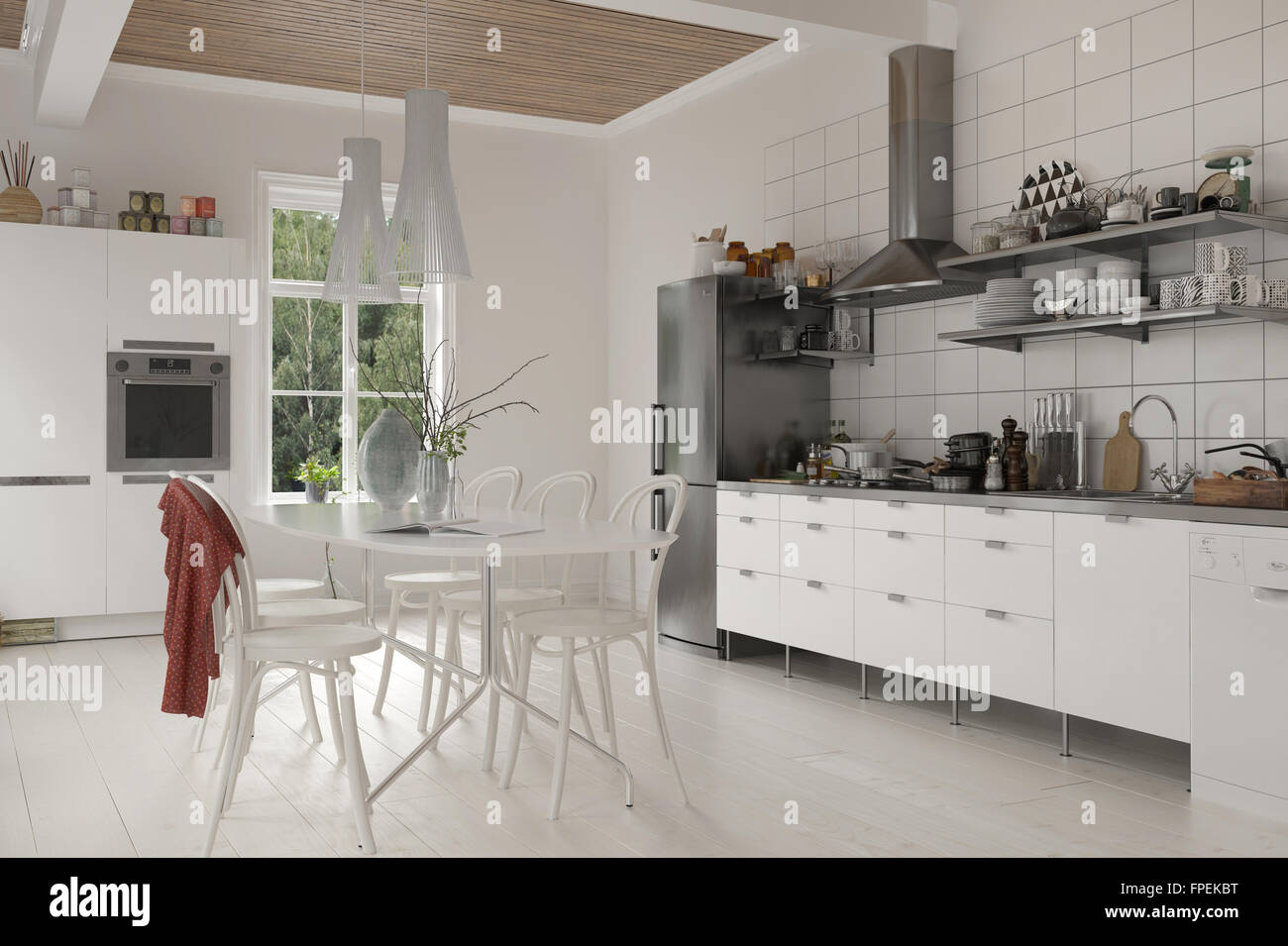 Vivir en rústica grande cocina con mesa y sillas, muebles de madera ... Vivir en rústica grande cocina con mesa y sillas, muebles de madera ...