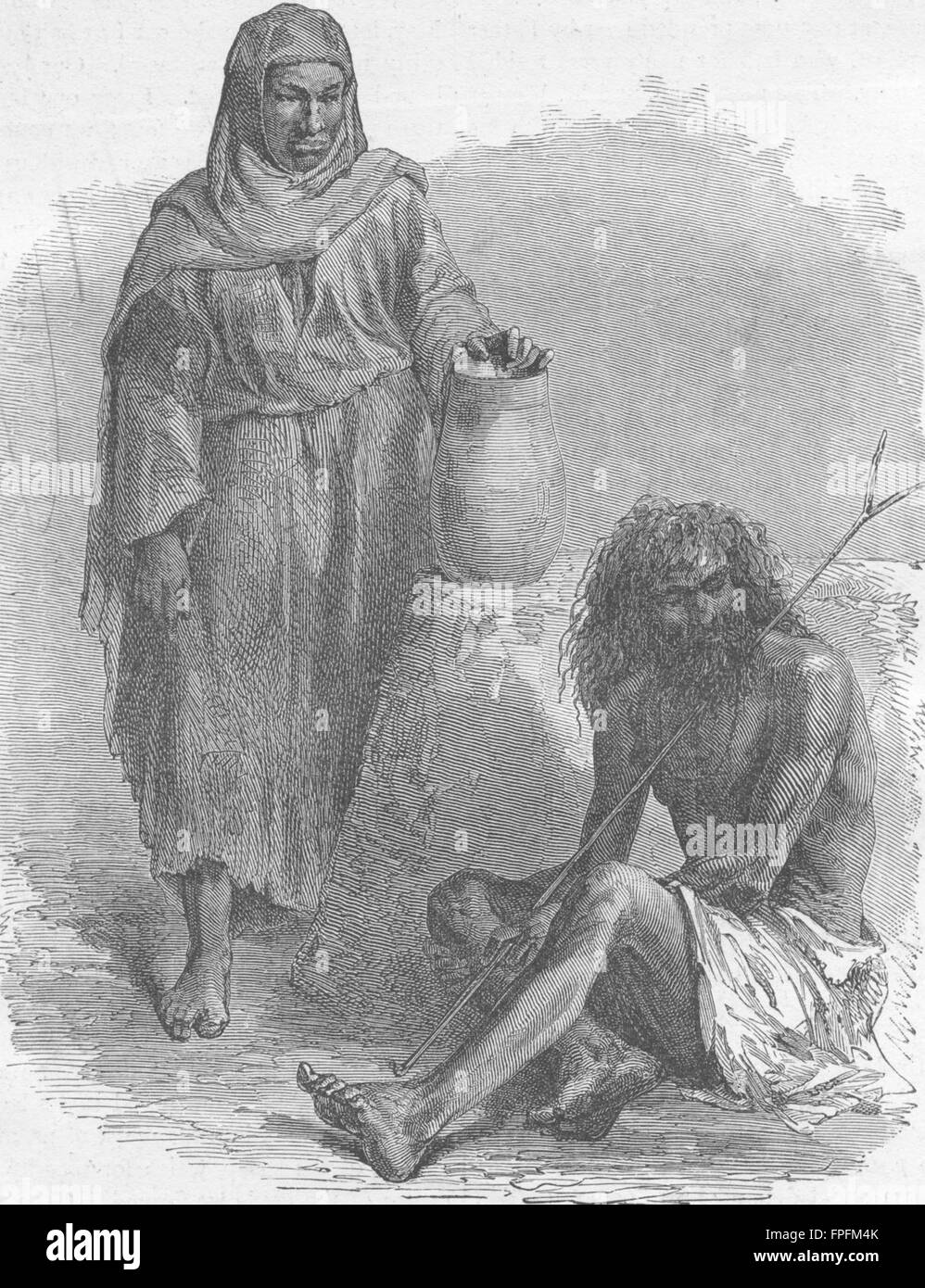 ERITREA: Derviche y campesina, grabado antiguo 1880 Foto de stock