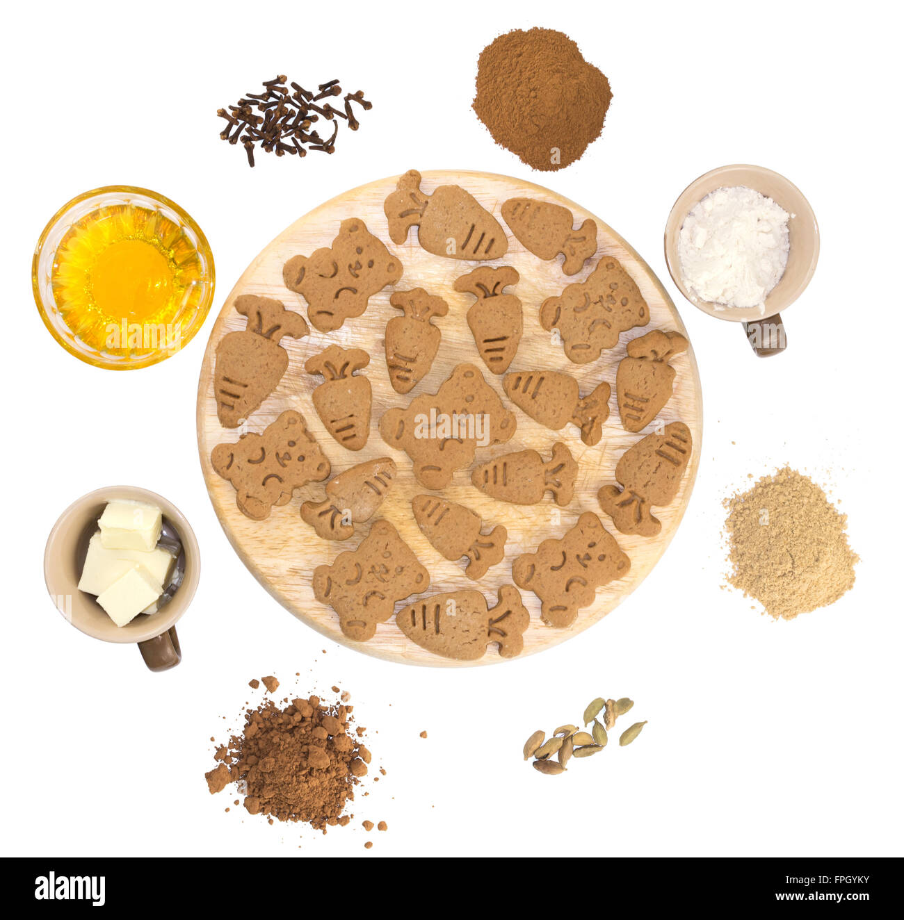Broches de jengibre con sabor con ingredientes Foto de stock