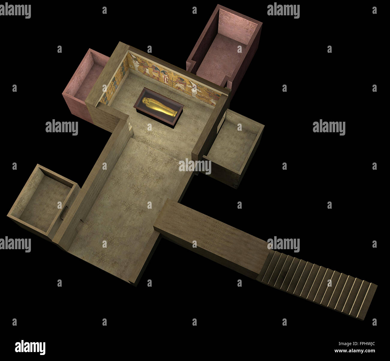 Reconstrucción en 3D de la tumba del faraón Tutankamón y cuartos