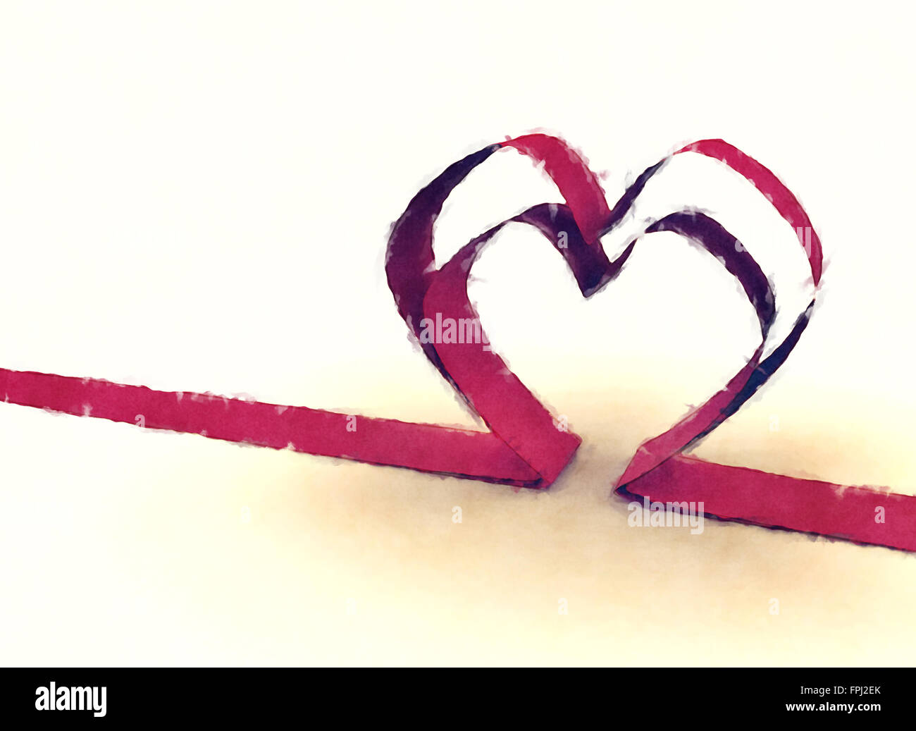 Líneas que forman dos corazones pintura digital Foto de stock