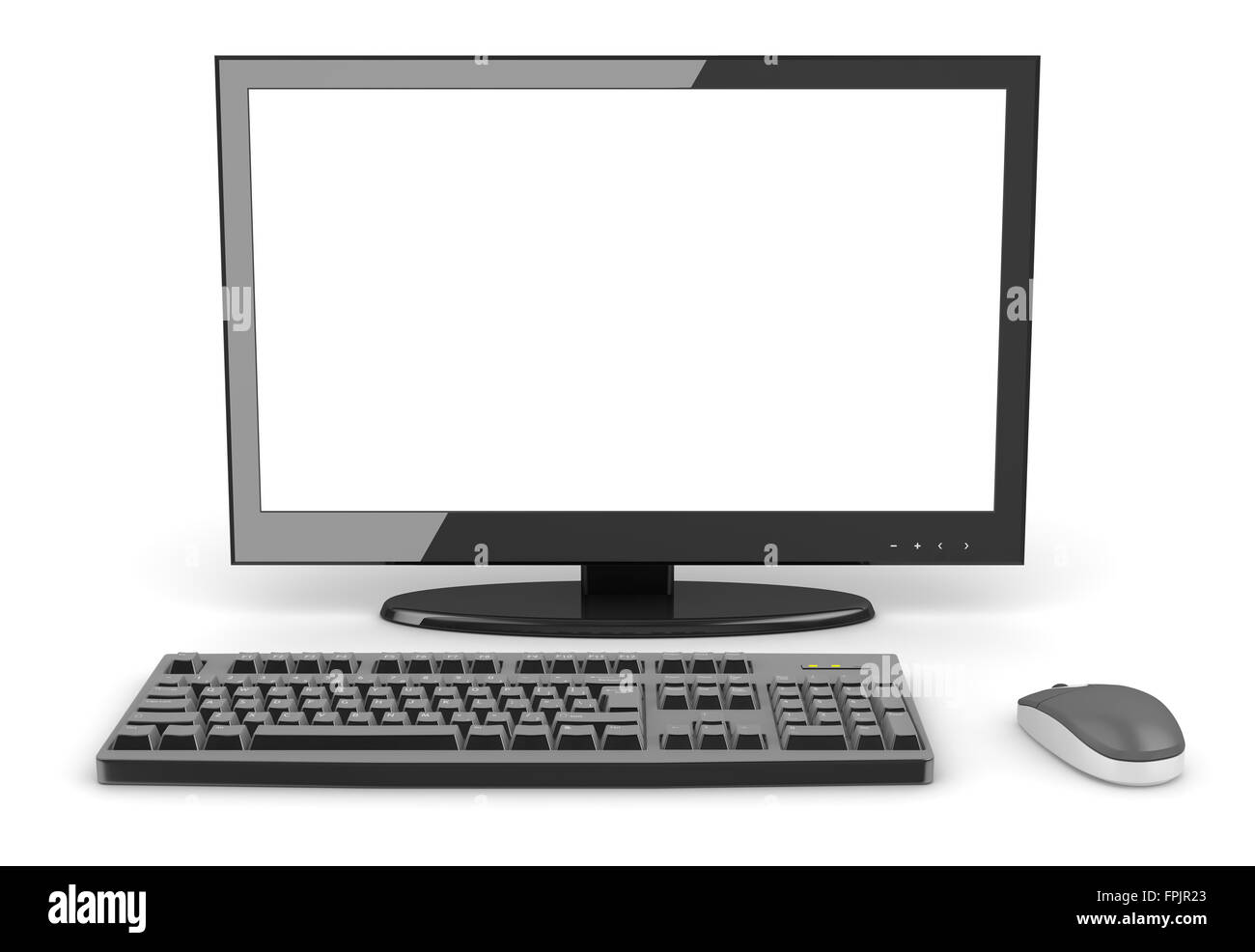 PC de escritorio negro , este es un equipo que genera y la imagen presentada en 3D. Foto de stock
