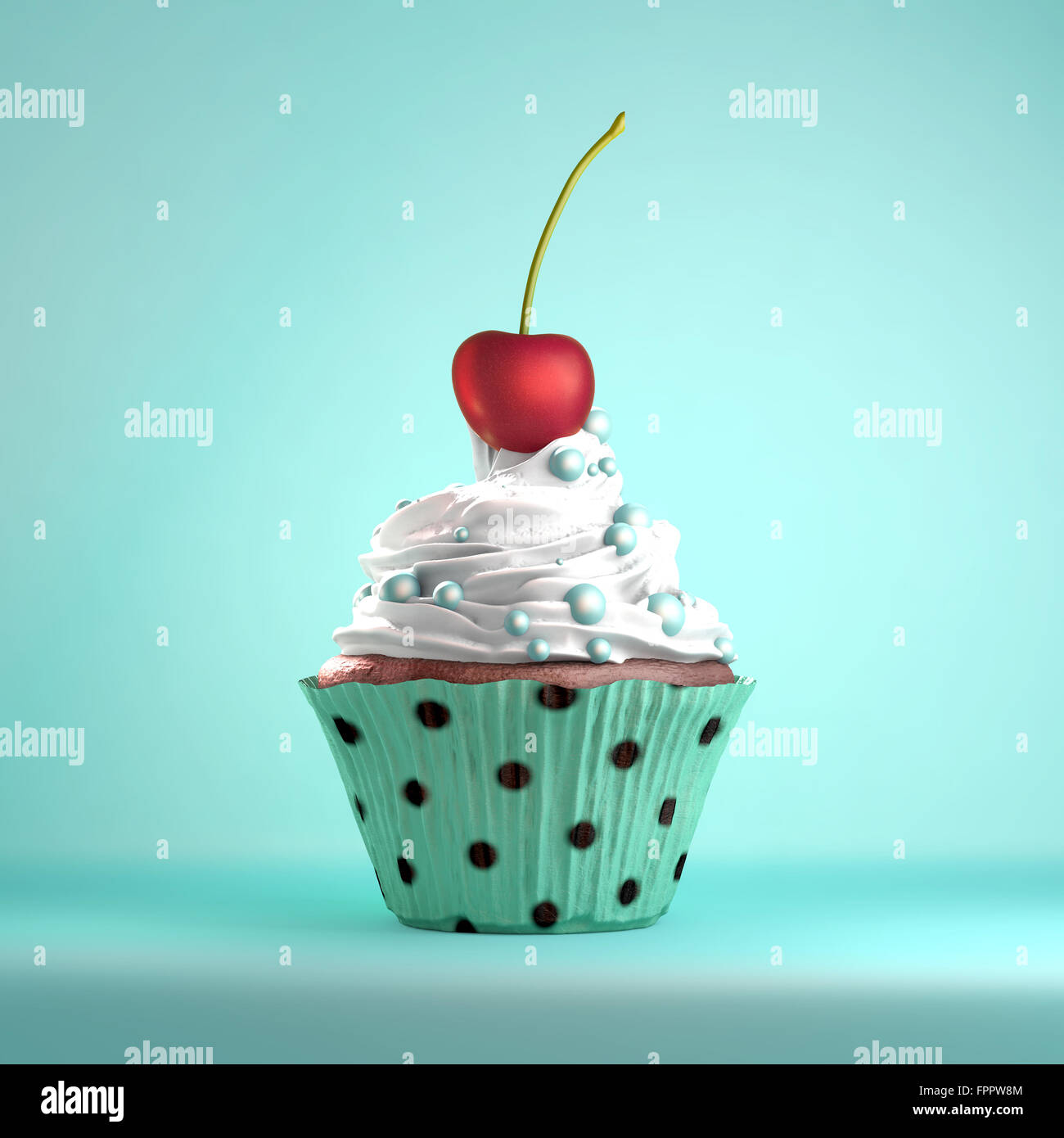 La guinda del pastel la metáfora. Delicioso cupcake coronado con una cereza  y crema batida y sweeties Fotografía de stock - Alamy