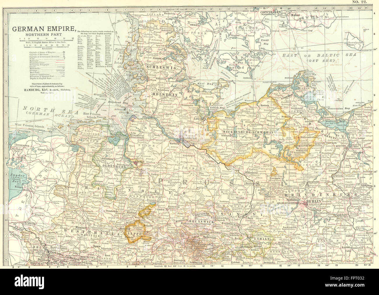 Alemania: Imperio Alemán, al norte, 1903 mapa antiguo Foto de stock