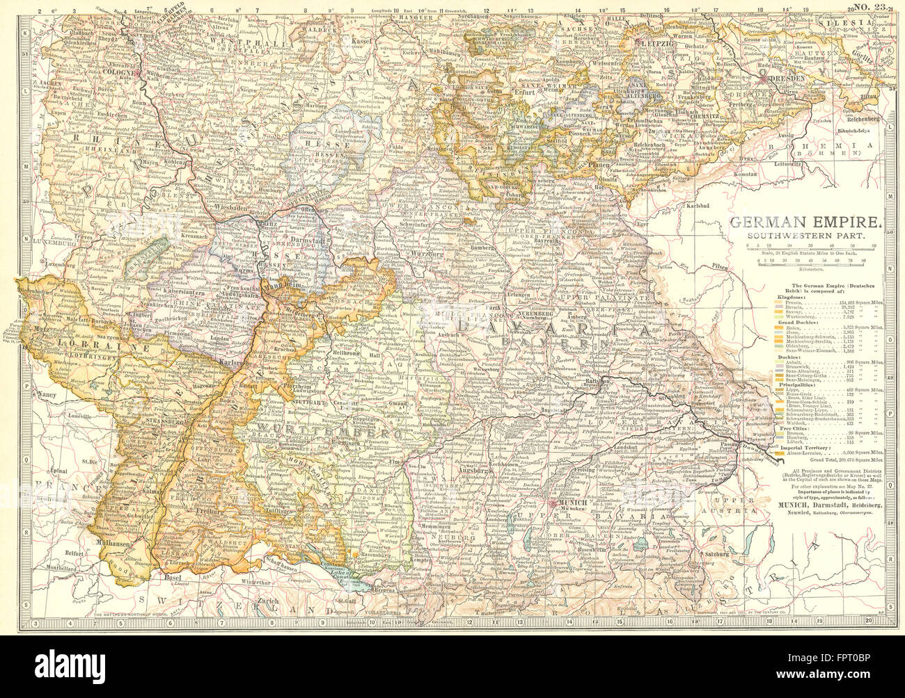 Alemania: Imperio Alemán, SW, 1903 mapa antiguo Foto de stock