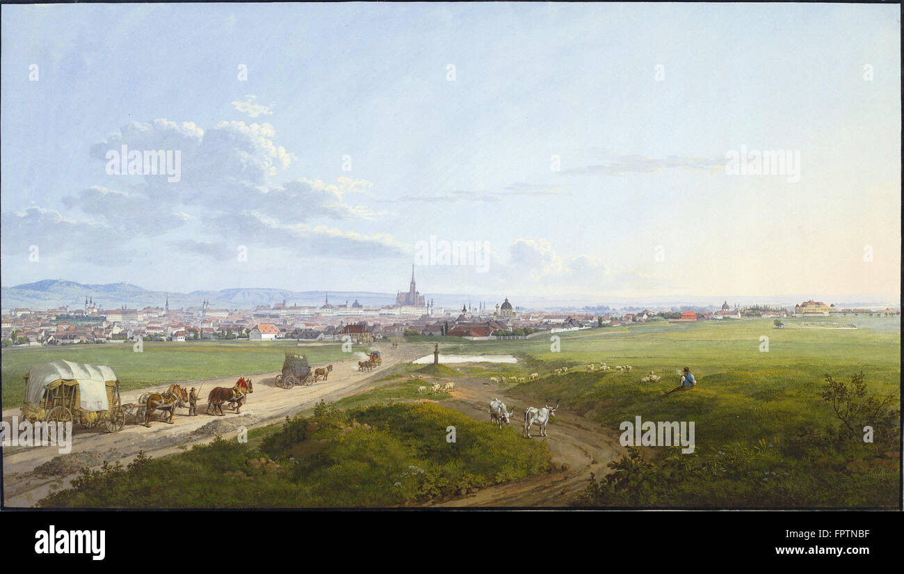 Jakob Alt - vistas de Viena desde el Spinner en la cruz - 1817 Foto de stock