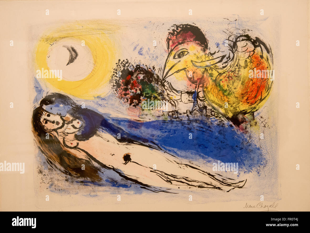 'Bonjour sur paris' chagall 1952 Litografía Foto de stock