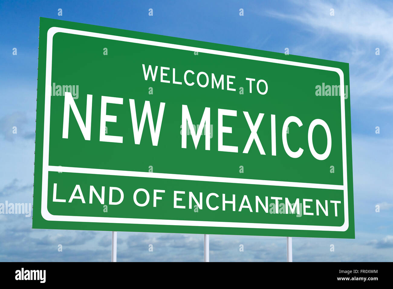 Bienvenido al concepto del estado de Nuevo México en señal de carretera Foto de stock