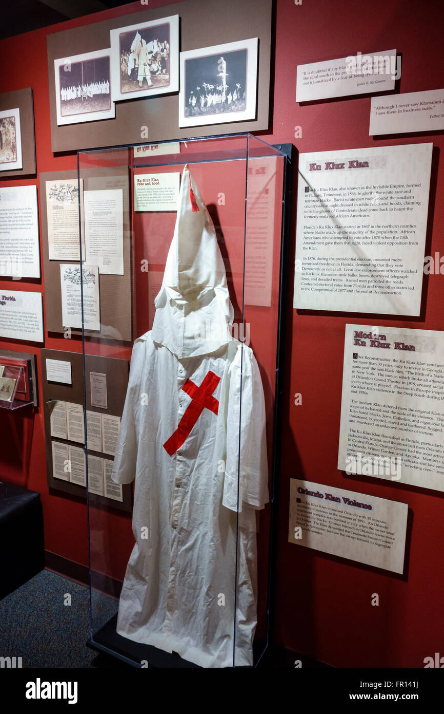 Orlando Florida, Centro de Historia Regional del Condado de Orange, centro,  histórico juzgado del Condado de Orange, museo, Ku Klux Klan, bata Hood,  FL160214010 Fotografía de stock - Alamy