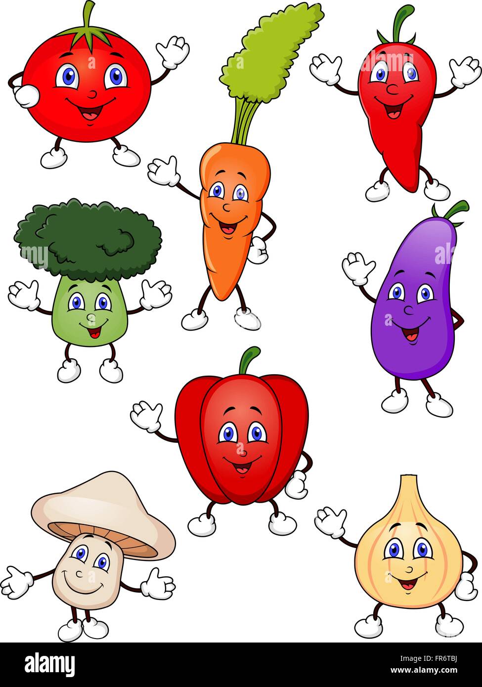 Conjunto de dibujos animados de verduras Imagen Vector de stock - Alamy