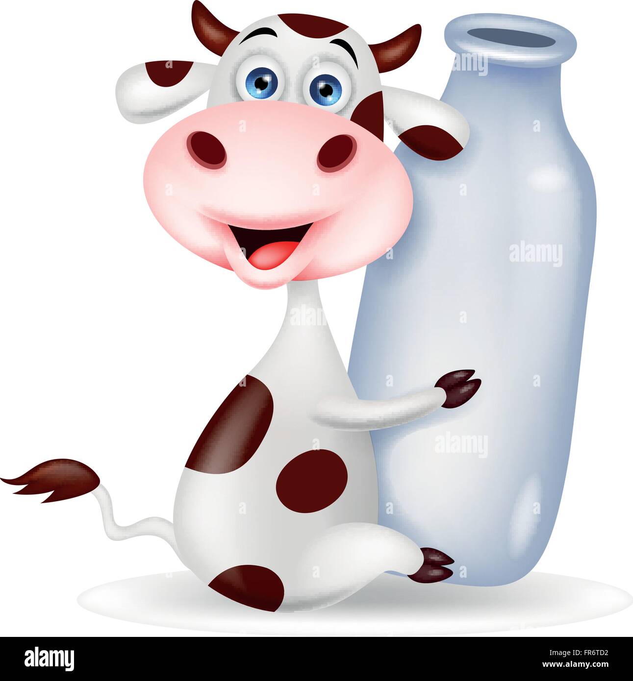 Cute dibujos animados con el vaso de leche de vaca Imagen Vector de stock -  Alamy