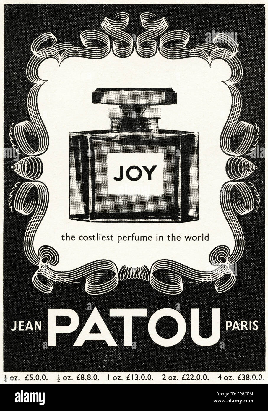 Anuncio original vintage desde 1950. Anuncio de fecha 1959 publicidad perfume  Joy de Jean Patou de París Fotografía de stock - Alamy
