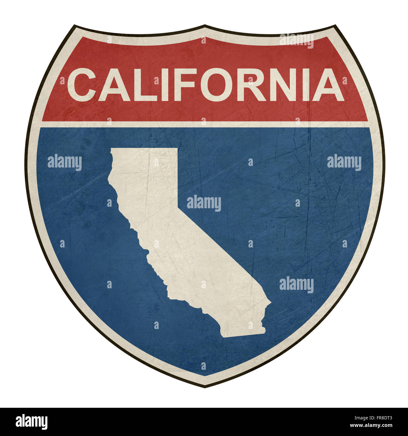 California American autopista interestatal escudo de carretera aislado sobre un fondo blanco. Foto de stock