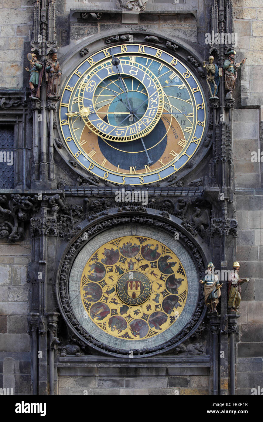 Detalle del reloj atronomical en Stare Mesto, Praga, República Checa Foto de stock
