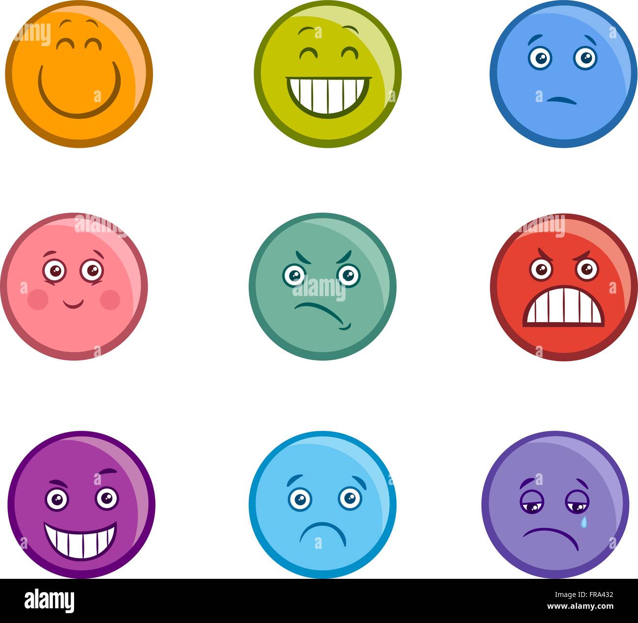 Ilustración de dibujos animados de emoticono o emociones como triste o  contento Imagen Vector de stock - Alamy