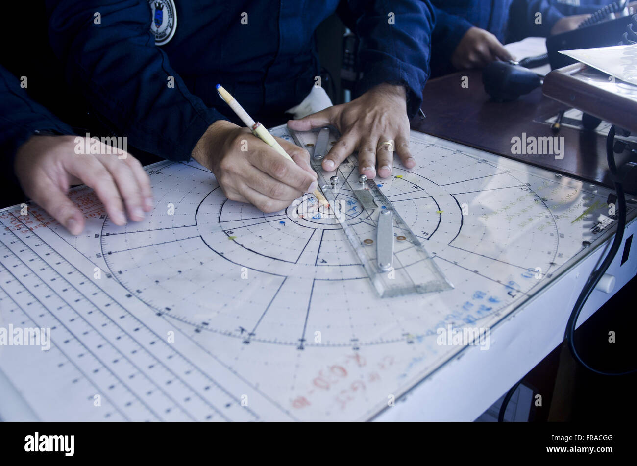 Plan de ataque en la sala de control de la NDCC - Buque desembarco de tanques Foto de stock