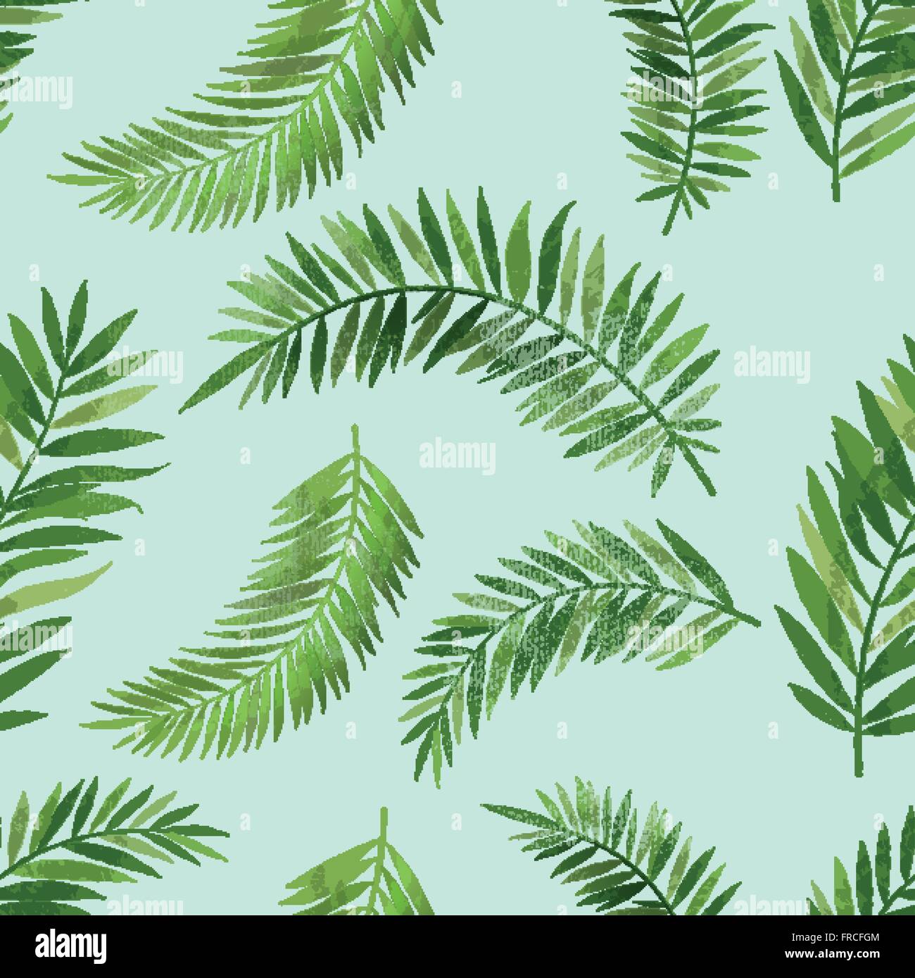 Vintage patrón de hojas de palmera tropical perfecta con efecto de textura. Antecedentes vectoriales ilustración. Ilustración del Vector
