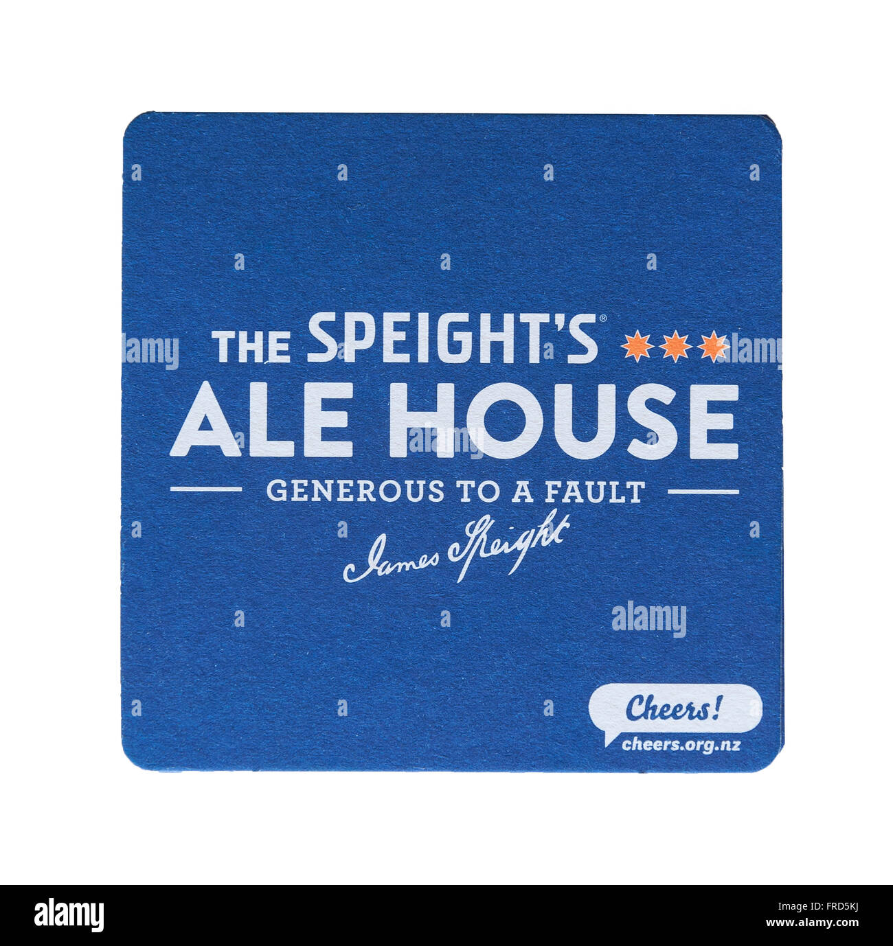 La Cervecería de Speight Ale House beer mat, Ferrymead, Christchurch, la región de Canterbury, Isla del Sur, Nueva Zelanda Foto de stock