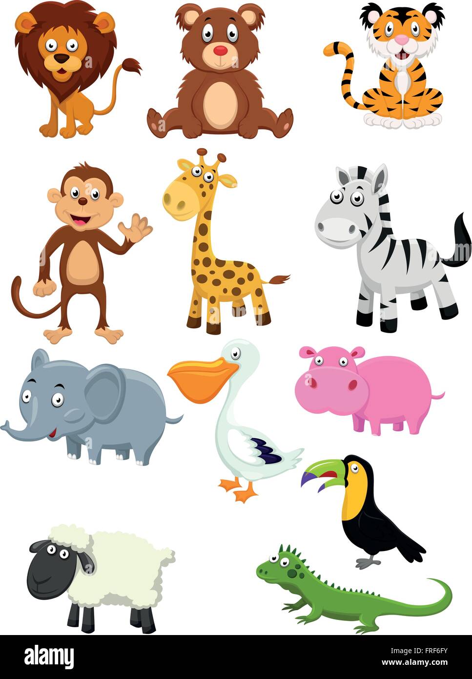 Conjunto de colección de dibujos animados de animales salvajes Imagen  Vector de stock - Alamy