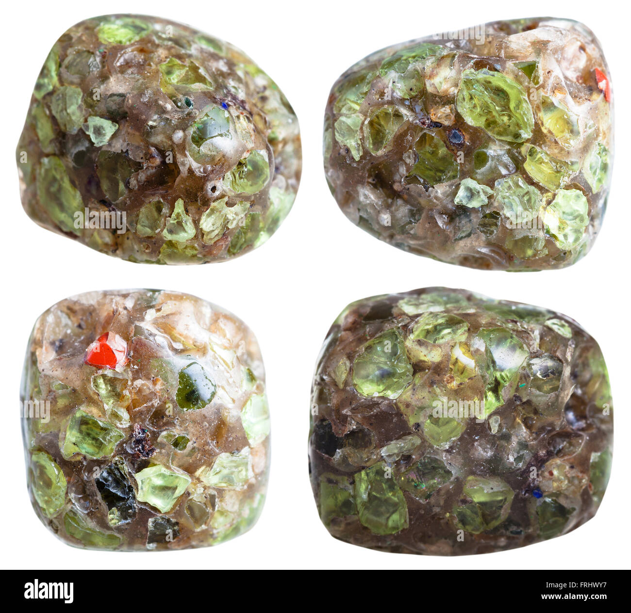 Conjunto de peridoto (pulido crisólito, olivino) Piedras Minerales aislado  sobre fondo blanco Fotografía de stock - Alamy